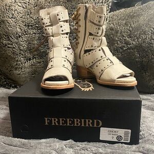 Freebird Ghost Off White Heeled Boots